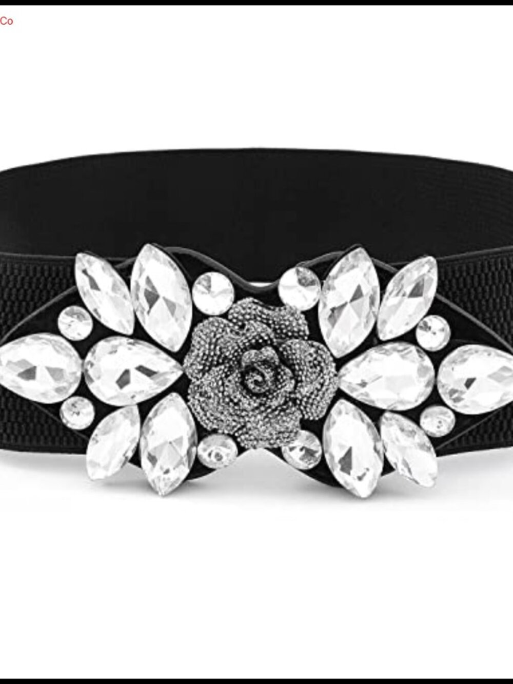 Rhinestone Stretch Belt Wide Elastic Formal Dressy Waist Accessory